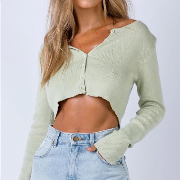 Princess Polly Tops - COPY - pale green long sleeve